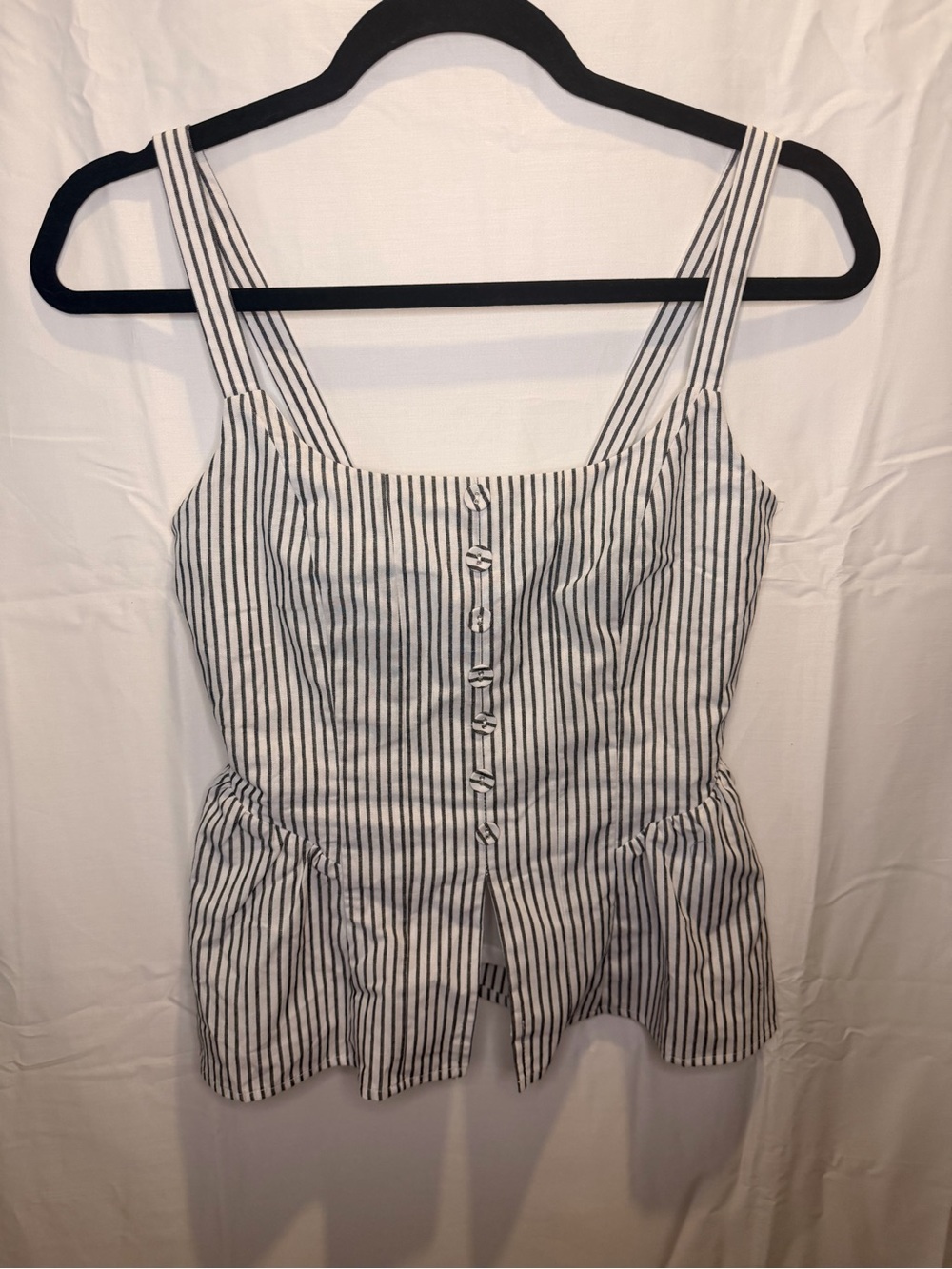 Wayf White and Black Striped Peplum Camisole